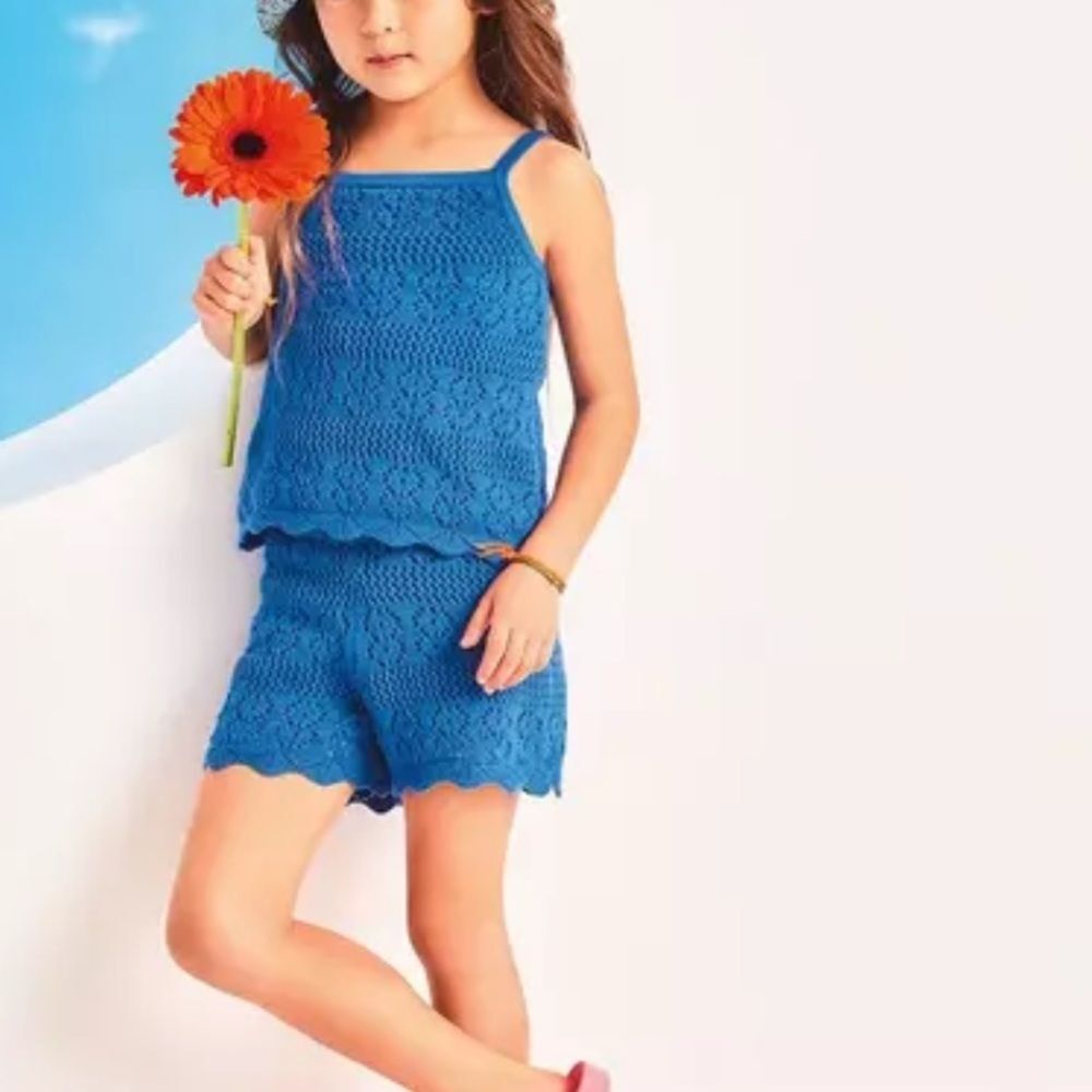 Janie and Jack Blue Crochet Tank & Short Set